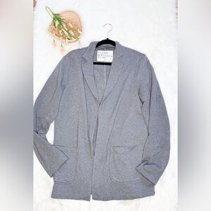 Frank and Eileen gray cotton stretch lightweight blazer cardigan MEDIUM